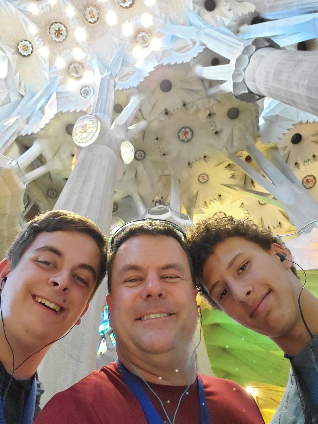 Roger and his sons inside the Sagrada Família