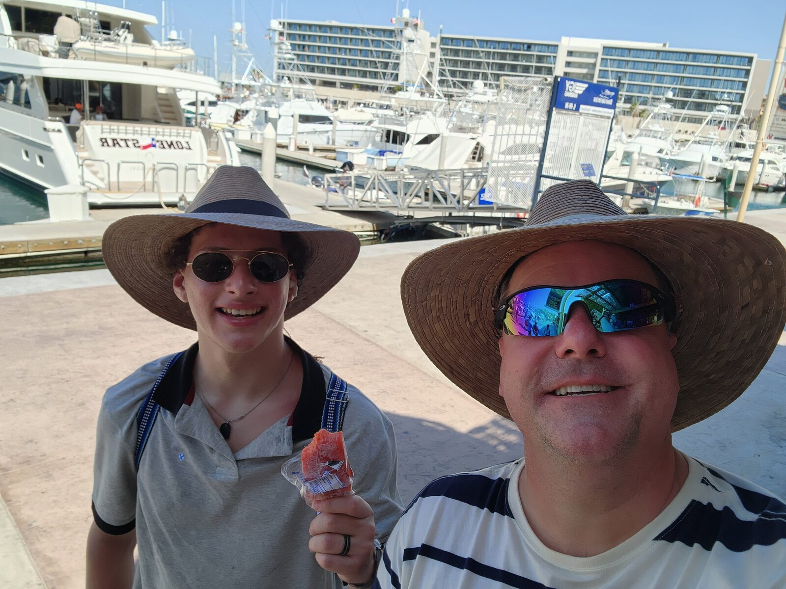 Roger and one of his sons together near the marina in Los Cabos