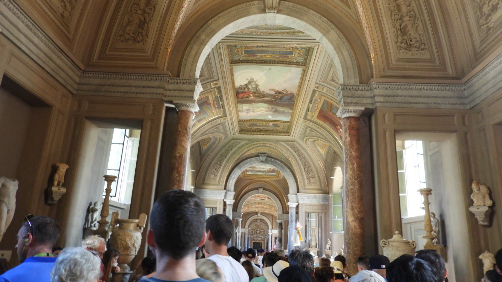 Arched corridors with painted ceilings in Vatican City