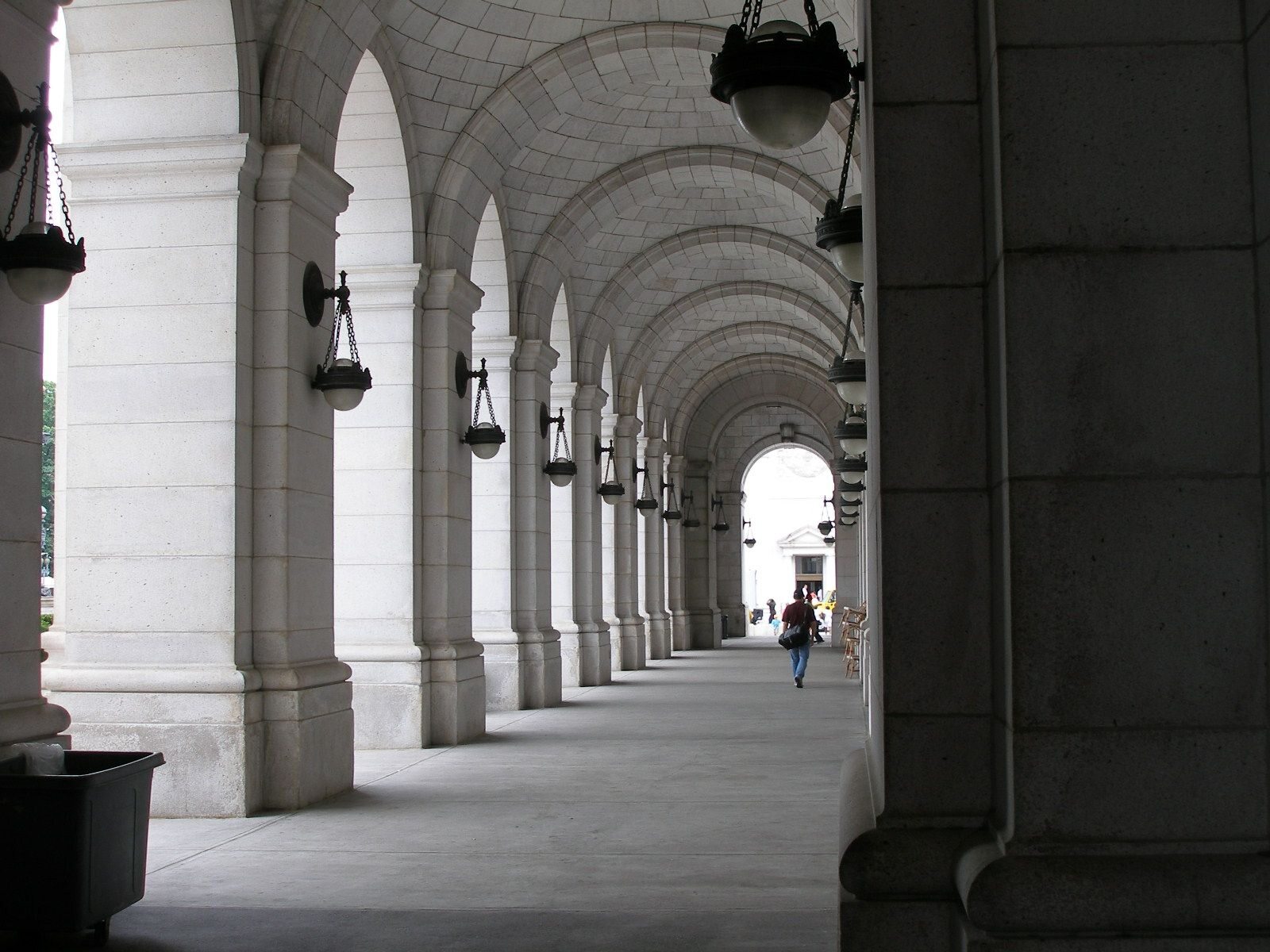 Long arched colonnade at Union Station in Washington DC